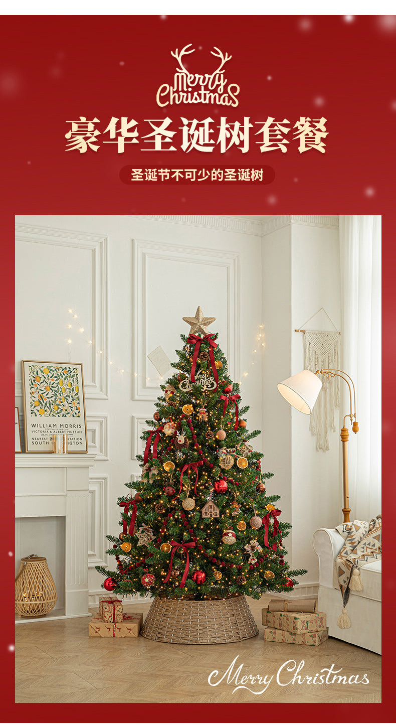Cross-Border New Luxury Large Christmas Tree Package Tree Glowing Floor Ornament Mall Home Christmas Decorations 